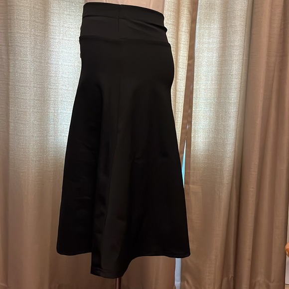 Black Midi A-Line Elastic Waist Skirt for Cocktail Events Womens - Picture 4 of 12